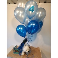 Globos peluche y rosa eterna