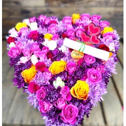 Corazón rosas naturales...