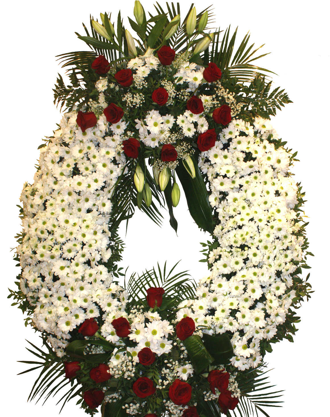Corona de crisantemos y rosas