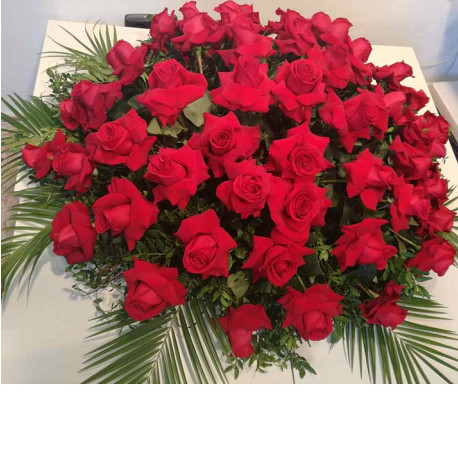 Cojín funerario de 65 rosas y verdes