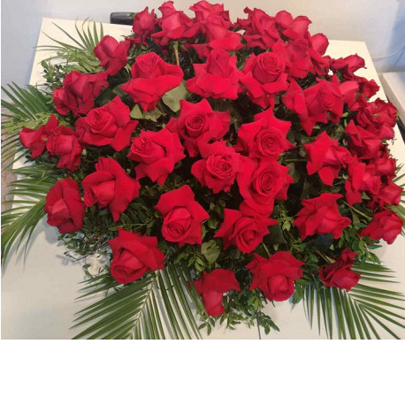Coixí funerari de 65 roses i verds